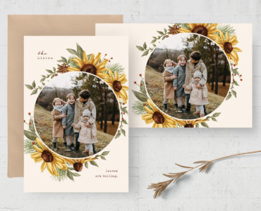 Autumn Sunflower Photo Card Template (PSD Format)