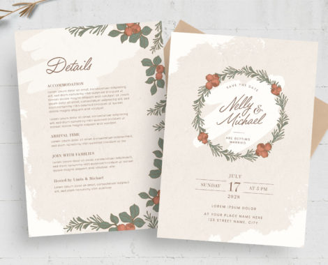 Festive Wedding Card Template (AI, PSD, EPS Format)