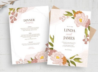 Modern Floral Wedding Invitation (PSD, EPS, AI Format)