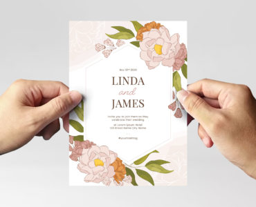 Modern Floral Wedding Invitation (PSD, EPS, AI Format)