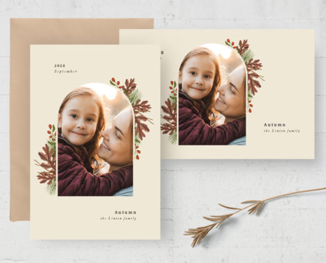 Beige Autumn Photo Card Template (PSD Format)