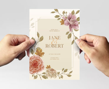 Flower Wedding Invitation Card Template (PSD Format)