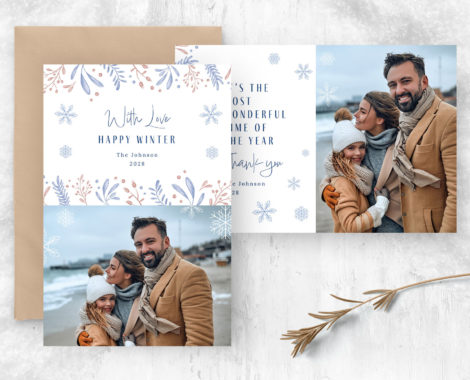 Minimal Winter Photo Card Flyer Template (PSD Format)