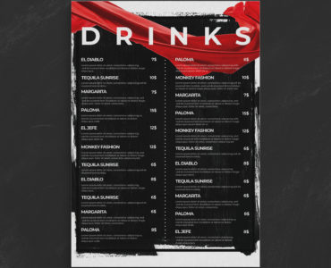 Bar Cocktail Menu Template (PSD Format)