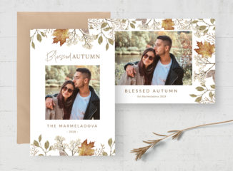 Rustic Autumn Fall Photo Card Template (PSD Format)