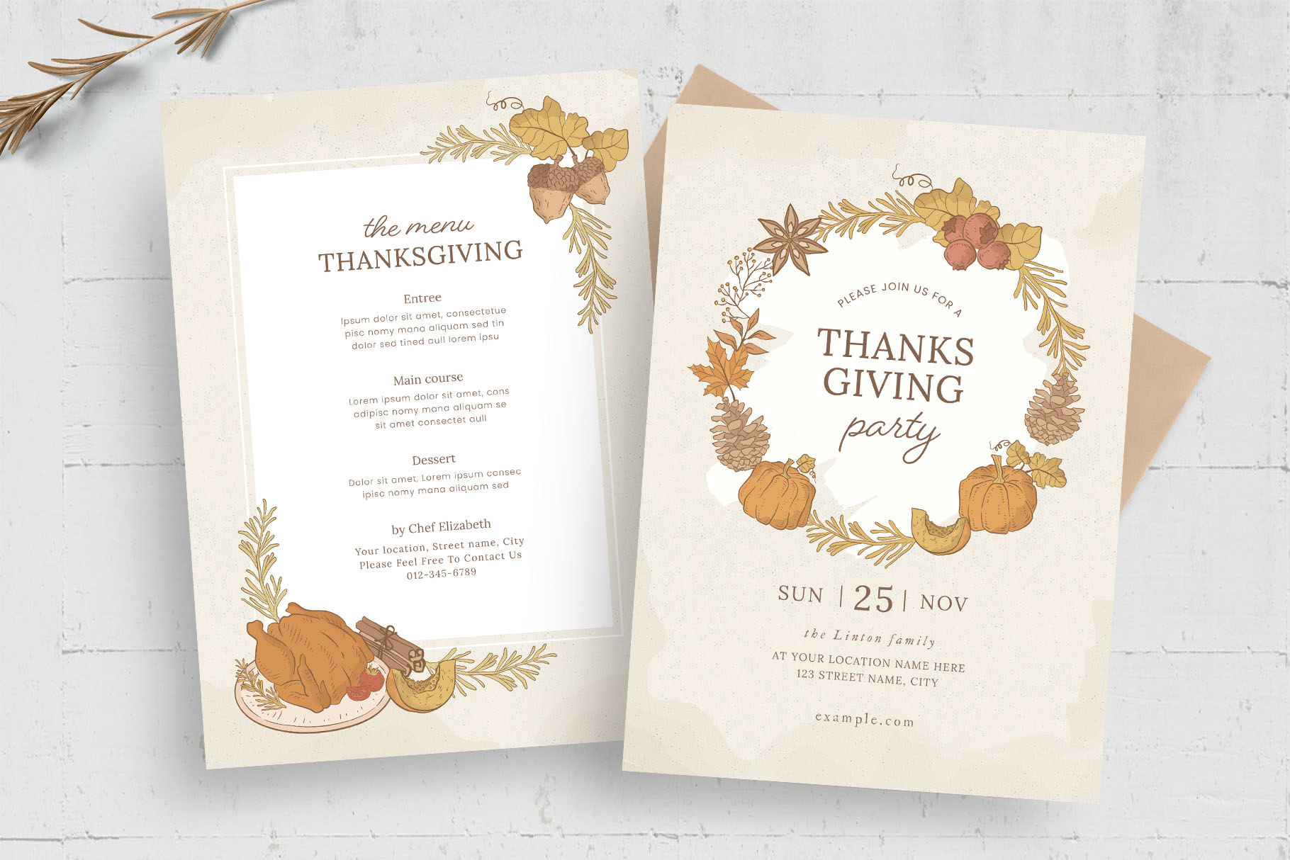 Thanksgiving Flyer Invitation (PSD, AI, EPS Format)