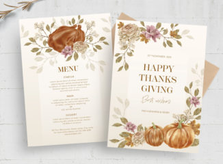 Thanksgiving Menu Card Flyer (PSD Format)