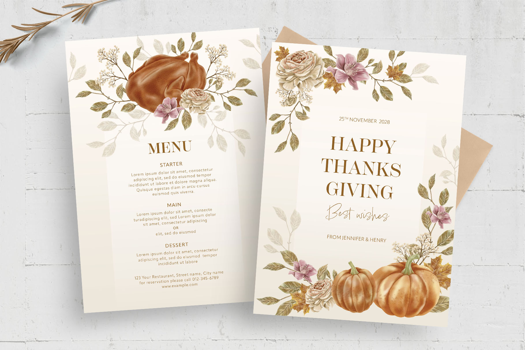 Thanksgiving Menu Card Flyer (PSD Format)