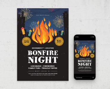 Bonfire Night Flyer Template (AI, EPS Format)