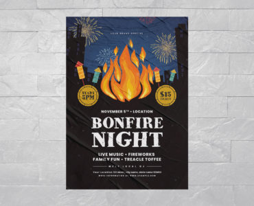 Bonfire Night Flyer Template (AI, EPS Format)