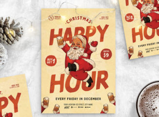 Christmas Happy Hour Flyer Template (PSD Format)
