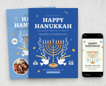 Hanukkah Flyer Template (AI, EPS Format)