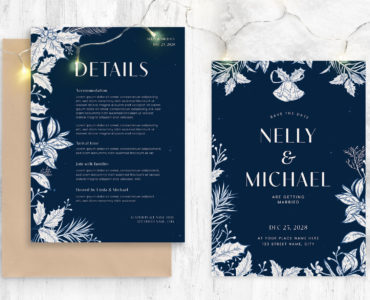 Winter Wedding Invite Card Template (PSD, AI Format)