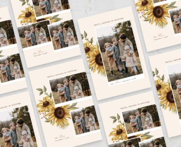 Autumn Fall Sunflower Photo Card Flyer Template (PSD Format)