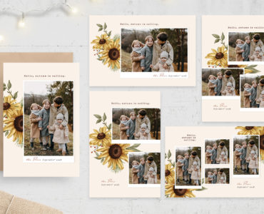 Autumn Fall Sunflower Photo Card Flyer Template (PSD Format)