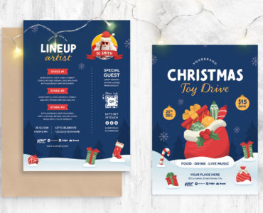 Christmas Toy Drive Flyer Poster Template (PSD, AI, EPS Format)