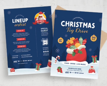 Christmas Toy Drive Flyer Poster Template (PSD, AI, EPS Format)