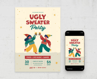 Christmas Ugly Sweater Party Flyer Template (PSD Format)