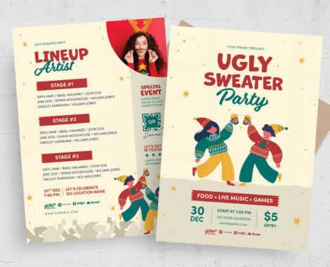 Christmas Ugly Sweater Party Flyer Template (PSD Format)