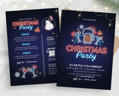 Christmas Party Flyer Template (PSD, AI, EPS Format)
