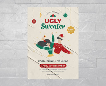Ugly Christmas Sweater Party Flyer (PSD Format)