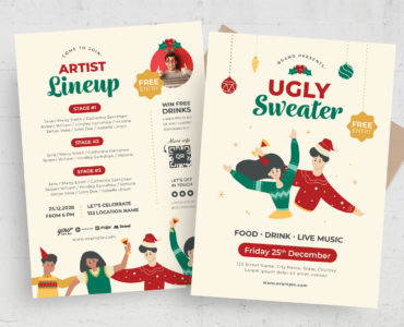Ugly Christmas Sweater Party Flyer (PSD Format)