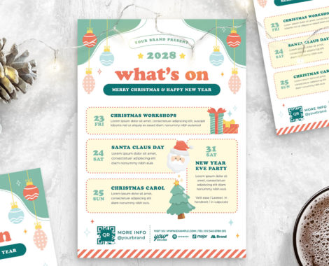 What's On Christmas Flyer Poster (PSD, AI Format)