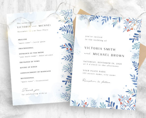 Winter Wedding Invitation Template (PSD, AI Format)