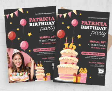 Birthday 16th Invite Flyer Template (PSD Format)