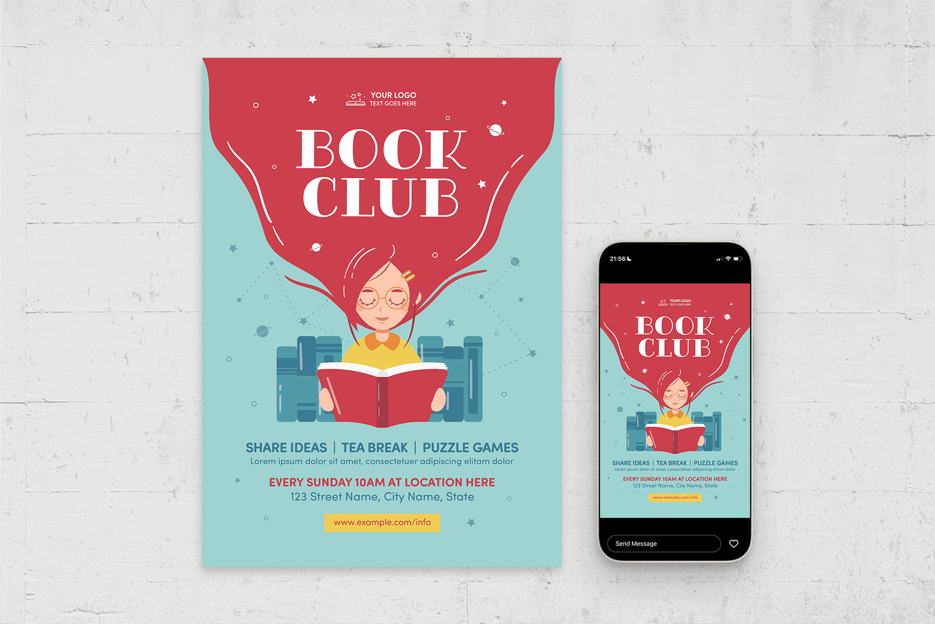 Book Club Flyer Template [PSD, AI, EPS] BrandPacks