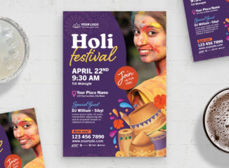 Holi Festival Flyer Template (PSD Format)