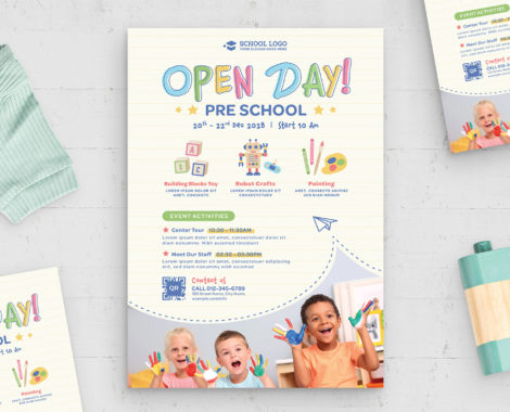 Kindergarten Preschool Flyer (PSD, AI, EPS Format)