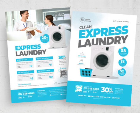 Laundry Service Flyer Template (PSD, AI Format)