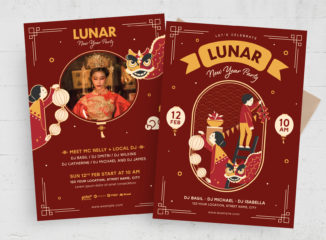 Lunar New Year Party Flyer Template (PSD Format)