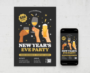 New Year's Eve Party Flyer Template (PSD, AI, EPS Format)