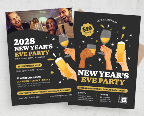 New Year's Eve Party Flyer Template (PSD, AI, EPS Format)