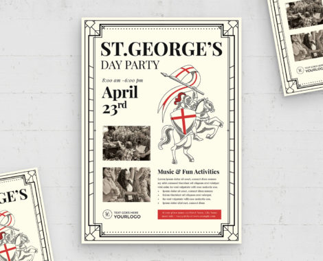 St.Georges Day Event Flyer Poster Template (PSD, AI, EPS Format)