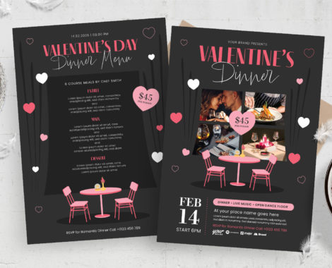 Valentine's Day Flyer & Menu Template (AI, EPS Format)