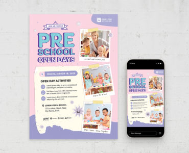 Kindergarten / Pre-School Flyer Template (EPS, AI Format)