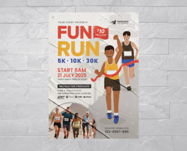 Fun Run Marathon Flyer Template (EPS, AI Format)
