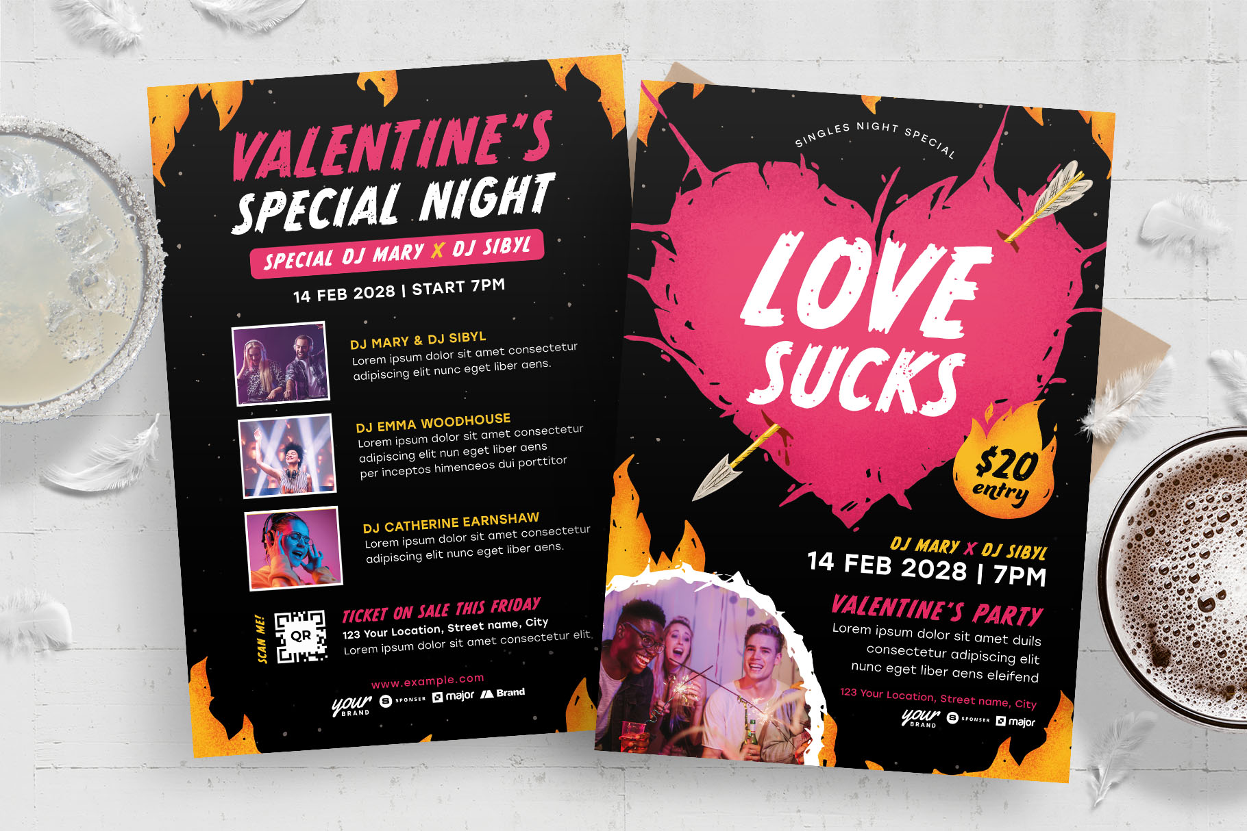Love Sucks Valentine Party Flyer Template (PSD Format)