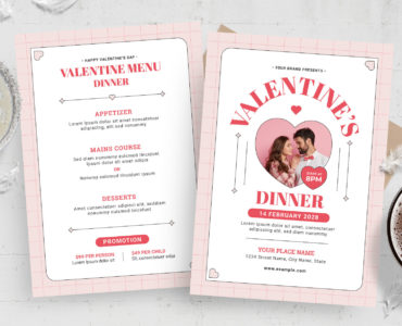Valentine's Day Menu Flyer Template (PSD, AI, EPS Format)