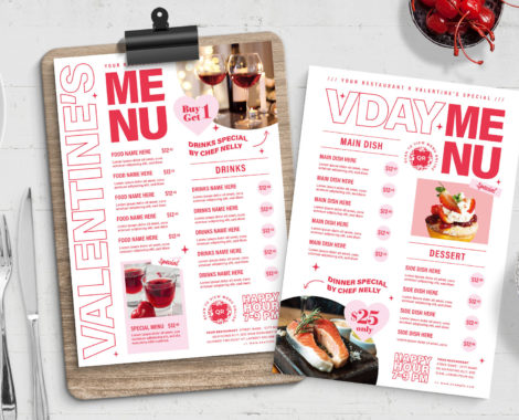 Valentines Day Menu Template (PSD, AI, EPS Format)