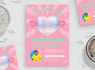 Valentines Party Flyer Template (AI, EPS Format)