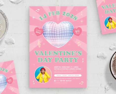 Valentines Party Flyer Template (AI, EPS Format)