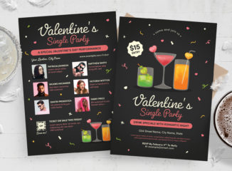 Valentine's Single Party Flyer Template (PSD, AI, EPS Format)
