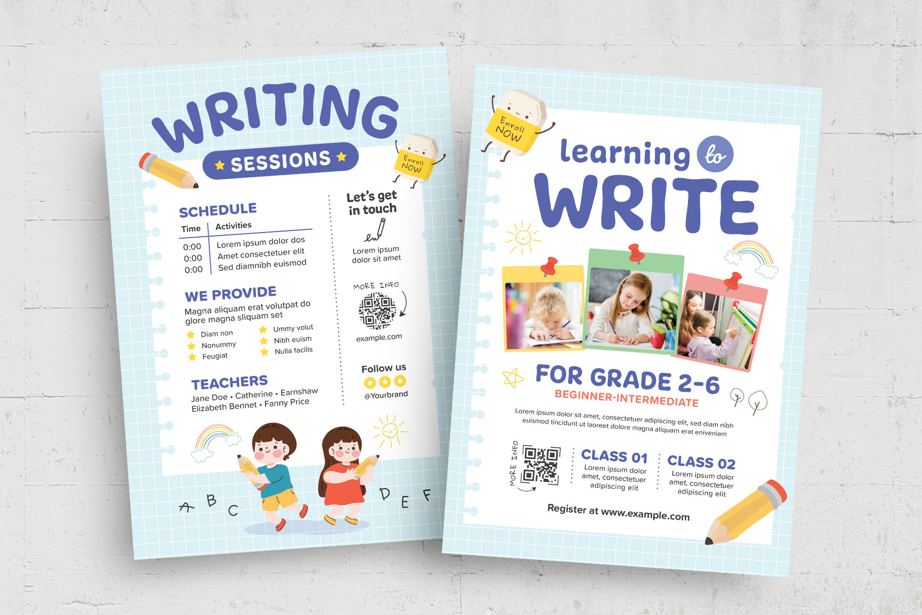 Children Writing Education Flyer (PSD, AI, EPS Format)