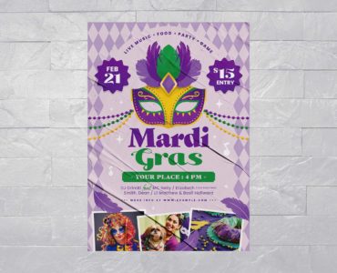 Mardi Gras Flyer Template (PSD, AI, EPS Format)