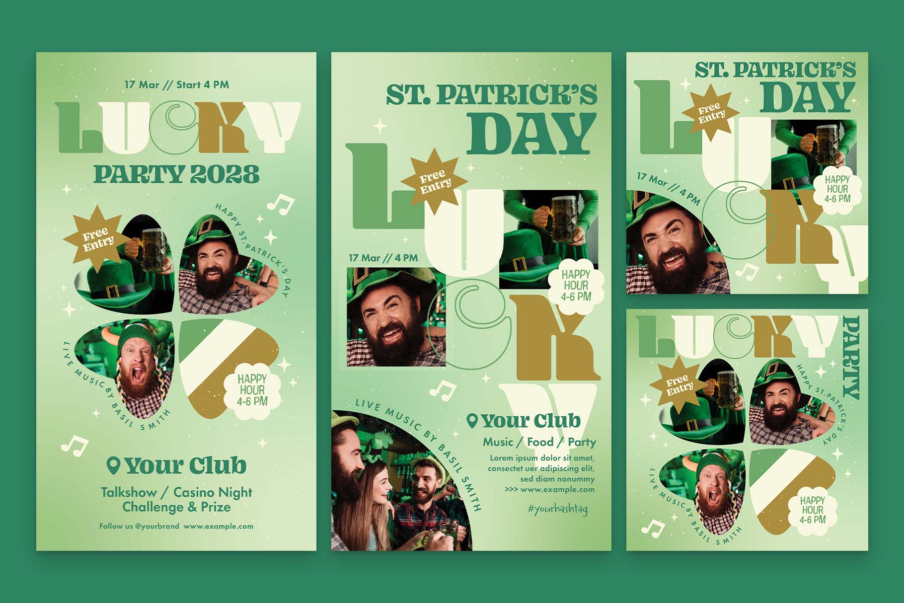 St. Patrick's Day Social Media Templates (AI, EPS Format)