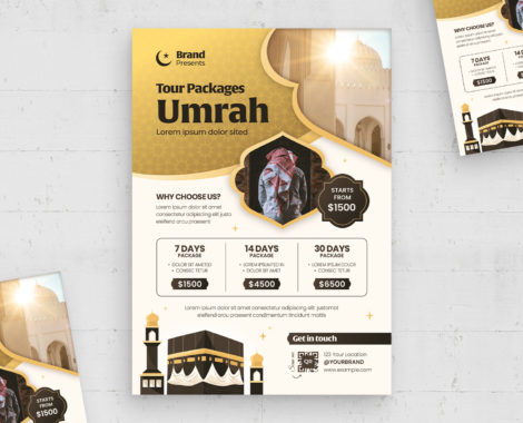 Umrah Tour Packages Flyer Template (AI, EPS, PSD Format)